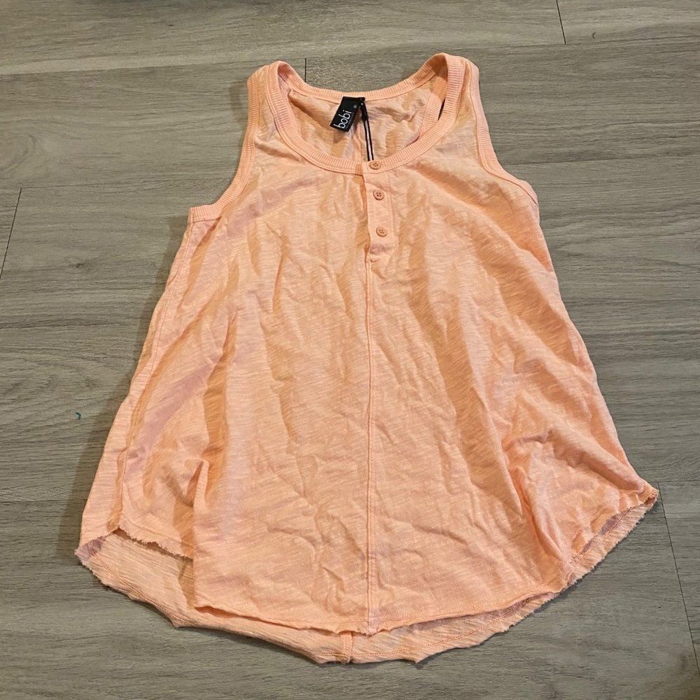 NWT Bobi peach quarter button sleeveless tank size small